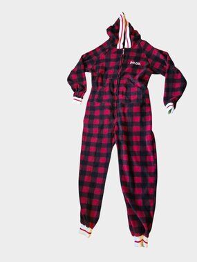 POOK Red Plaid Fleece Onesie XL Pajamas
